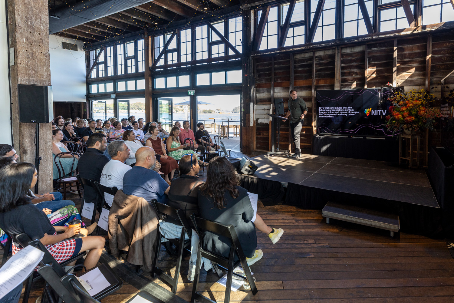 NITV staff enjoy a Keynote presentation at Bangarra